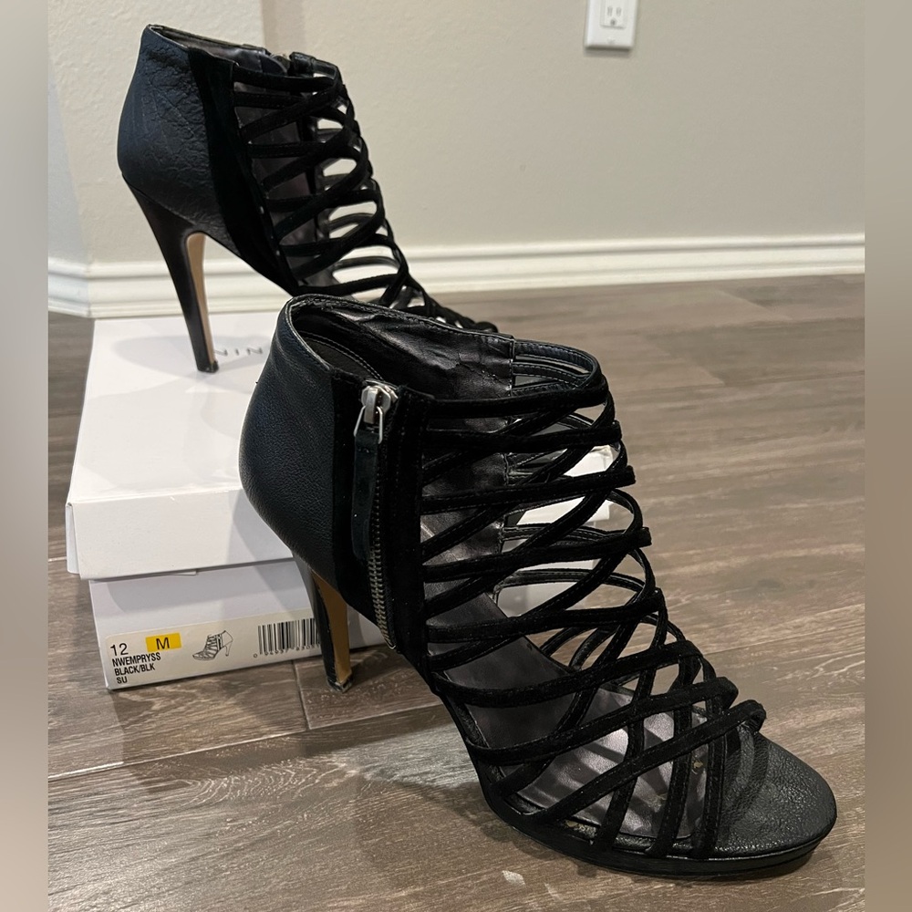 Nine West Strappy Black Stilettos 12